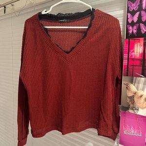 red laced sweater